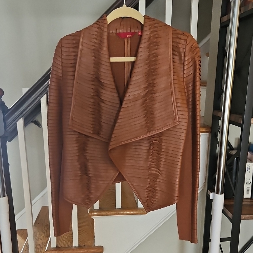 G.I.L.I. Women's Tan Pieced Leather Jacket Size 2